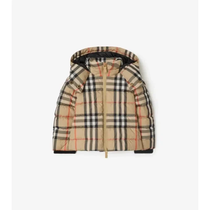 Steppjacke mit Kapuze im Burberry-Karomuster