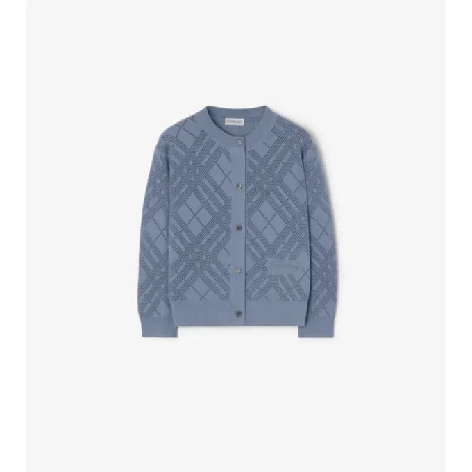 Strickjacke aus Baumwolle mit Pointelle-Muster