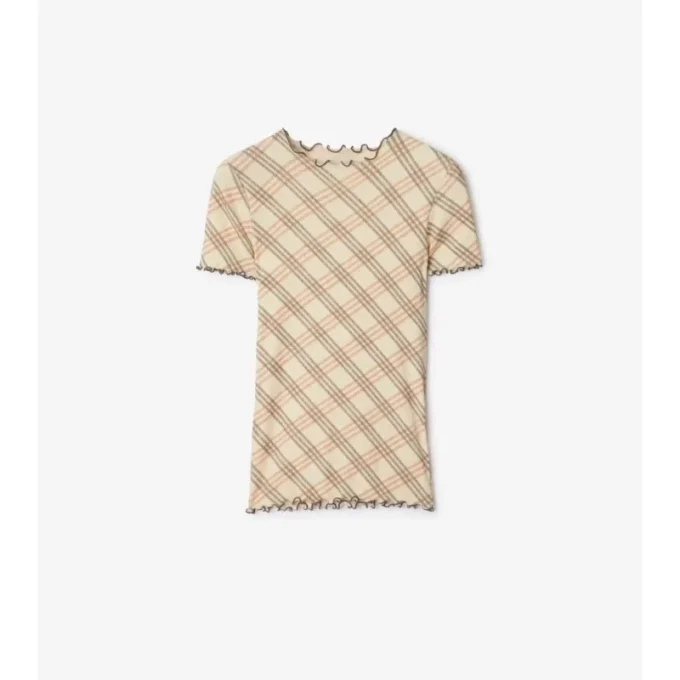 T-Shirt aus Stretch-Baumwolle mit Karomuster