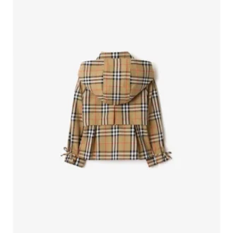 Trenchjacke mit Kapuze aus Baumwolle mit Karomuster
