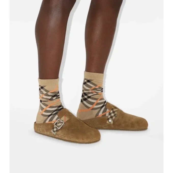 Urchin-Clogs aus Wildleder mit Karomuster