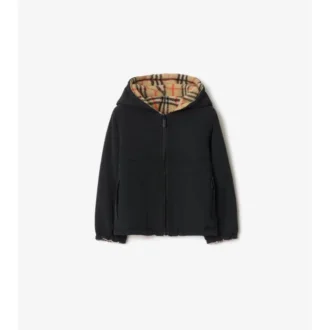 Wendbare Fleece-Kapuzenjacke mit Karomuster