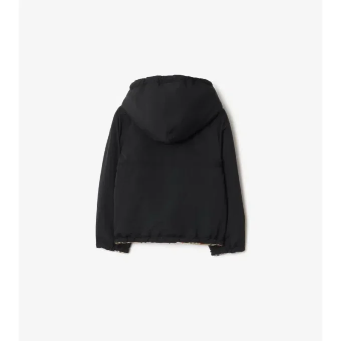 Wendbare Fleece-Kapuzenjacke mit Karomuster