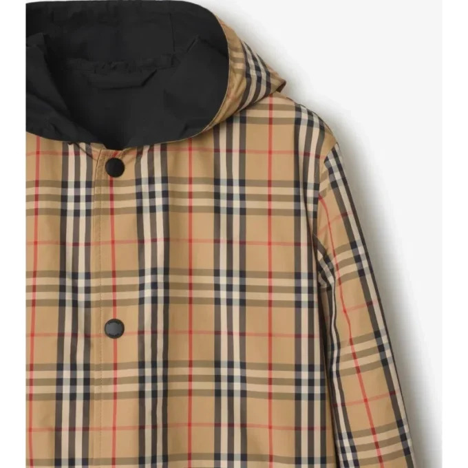 Wendbare Kapuzenjacke aus Nylon mit Karomuster