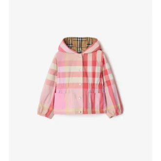 Wendbare Nylon-Kapuzenjacke mit Karomuster