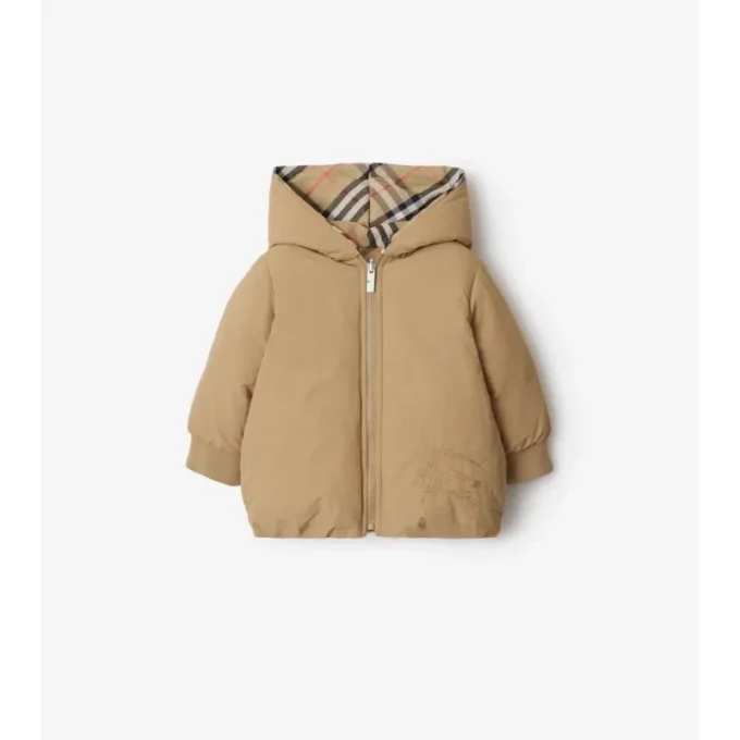 Wendbare Nylon-Steppjacke mit Karomuster