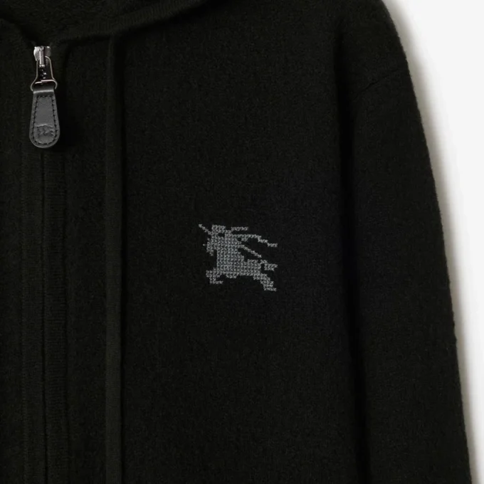 Woll-Kapuzenpullover mit Reißverschluss