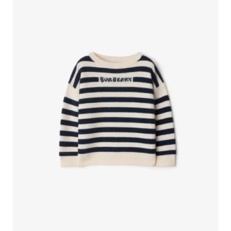 Wollpullover mit Logo-Streifen